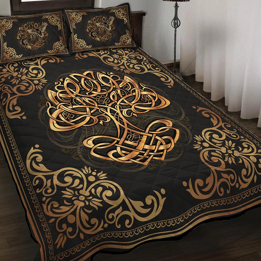 Viking Quilt Bedding Set Norse Yggdrasil Tree