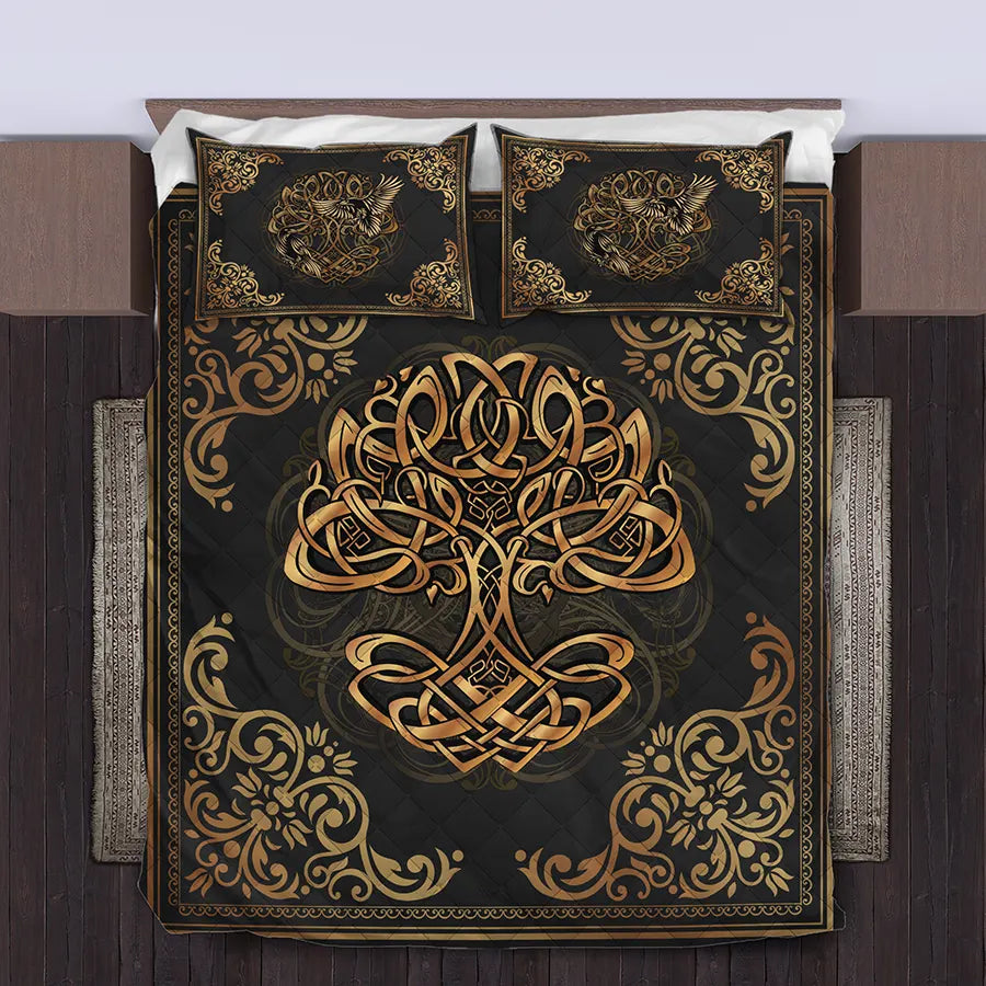 Viking Quilt Bedding Set Norse Yggdrasil Tree