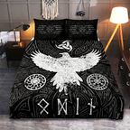 Viking Quilt Bedding Set Raven Symbolism Norse Legacy
