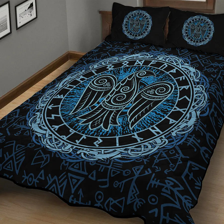 Viking Quilt Bedding Set Rune Raven Viking Art
