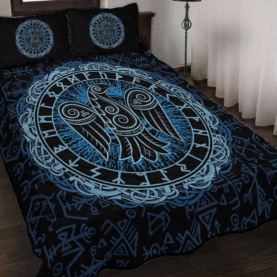 Viking Quilt Bedding Set Rune Raven Viking Art
