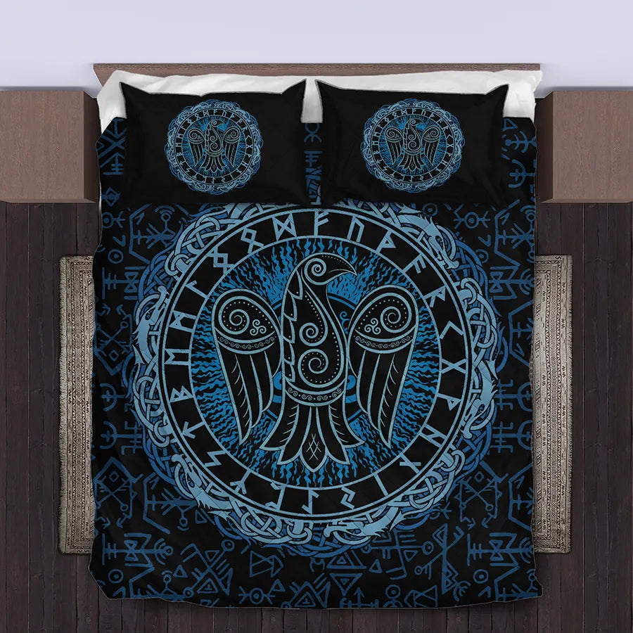 Viking Quilt Bedding Set Rune Raven Viking Art