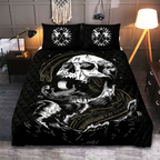 Viking Quilt Bedding Set Skull Jormungandr Art Chaos
