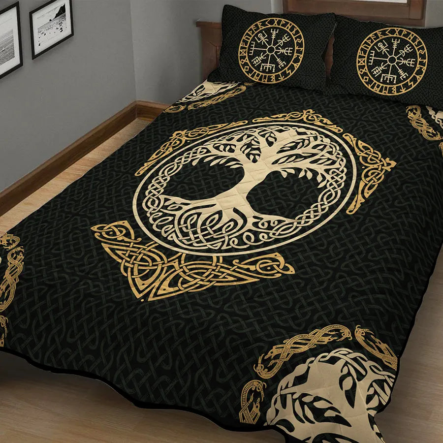Viking Quilt Bedding Set Tree of Life Celtic Art