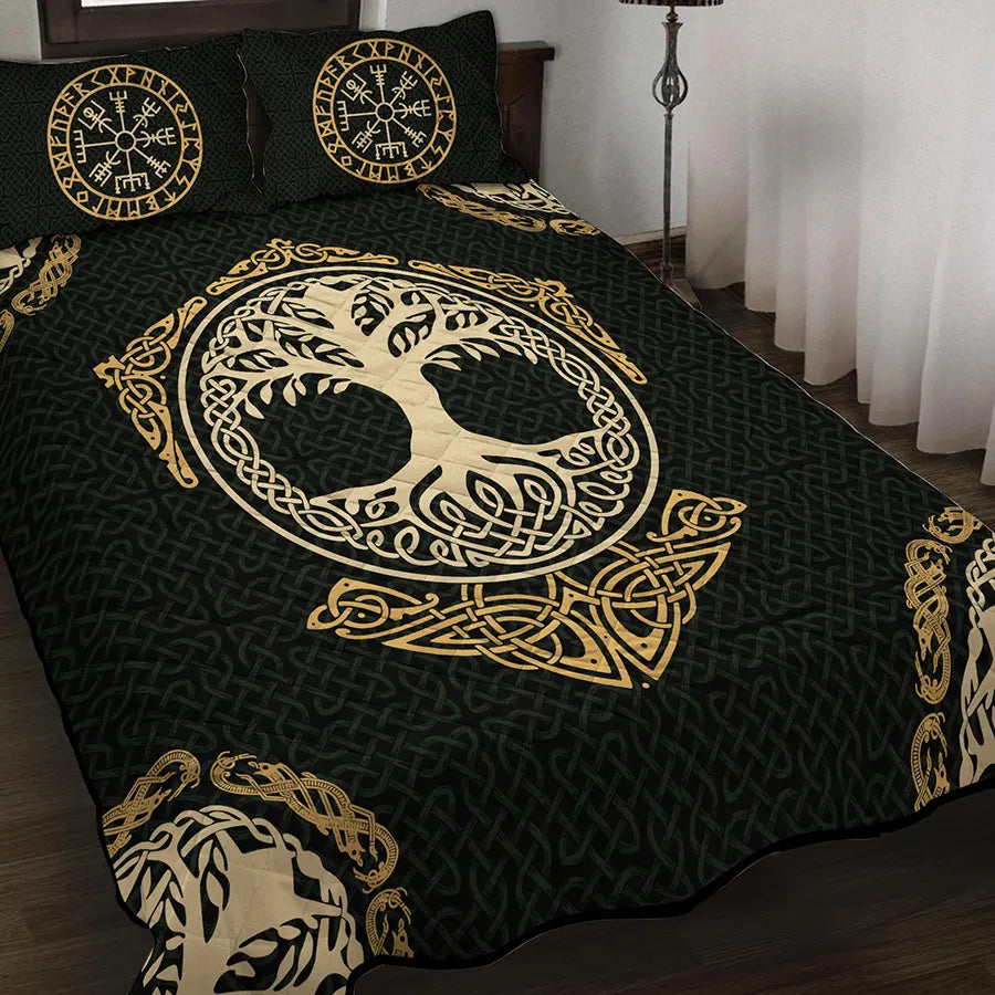 Viking Quilt Bedding Set Tree of Life Celtic Art