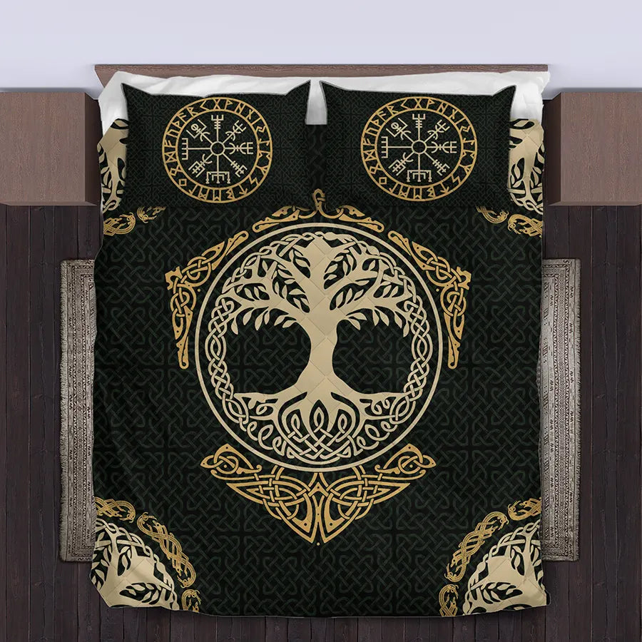 Viking Quilt Bedding Set Tree of Life Celtic Art