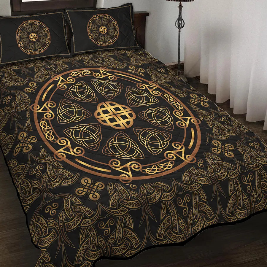 Viking Quilt Bedding Set Trinity Celtic Knot Symbol