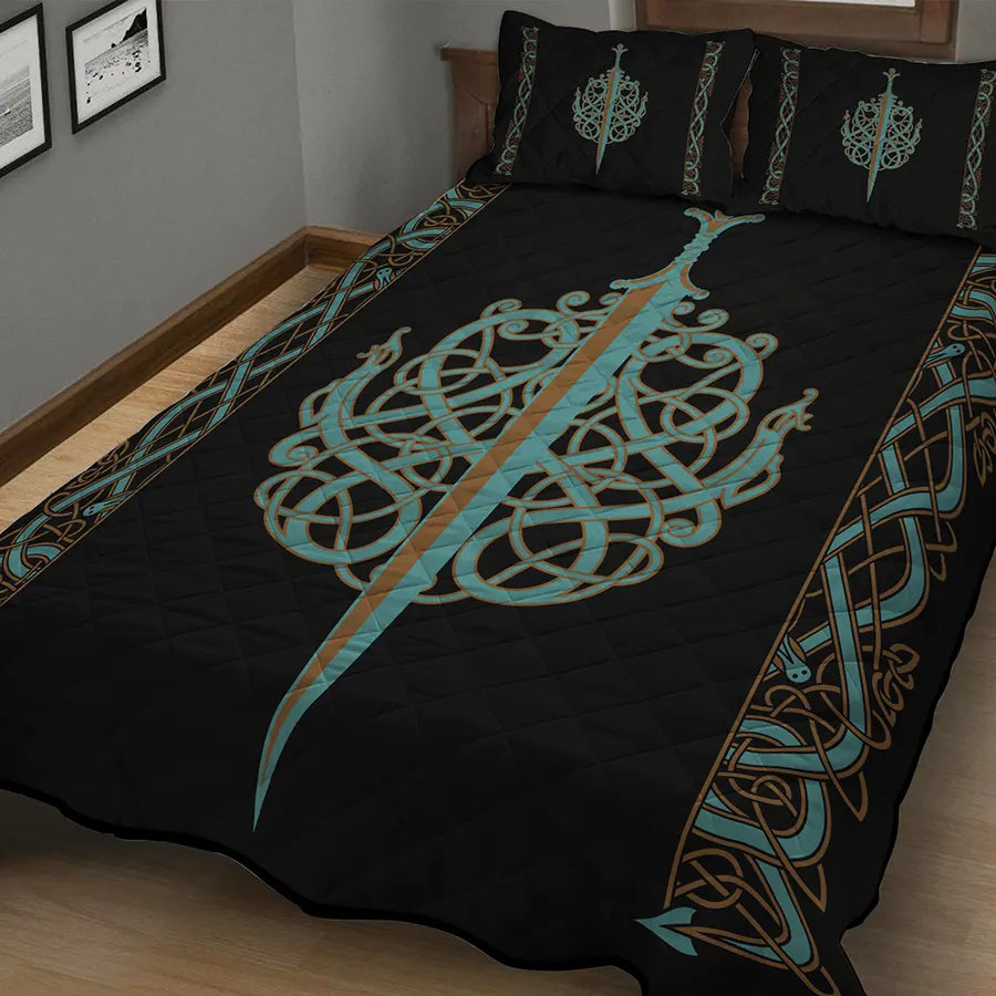 Viking Quilt Bedding Set Ulfberht Sword Design