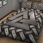 Viking Quilt Bedding Set Valknut Symbol