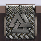 Viking Quilt Bedding Set Valknut Symbol