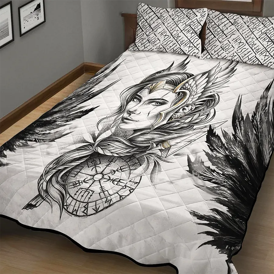 Viking Quilt Bedding Set Valkyrie Wings Legend