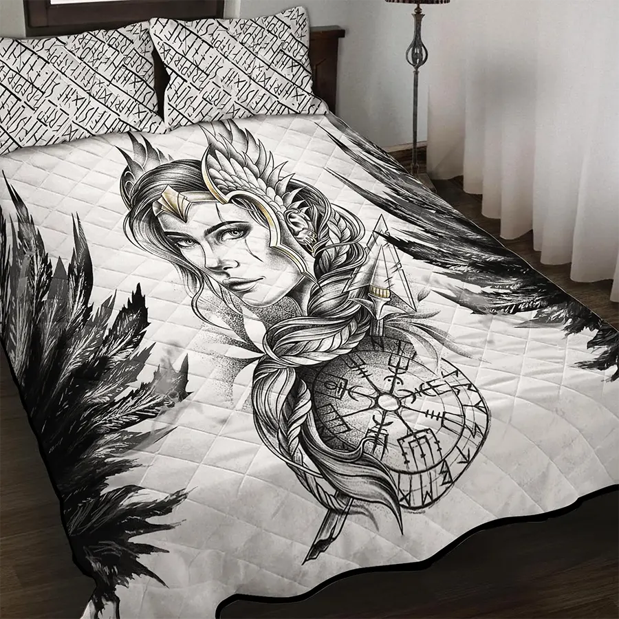 Viking Quilt Bedding Set Valkyrie Wings Legend
