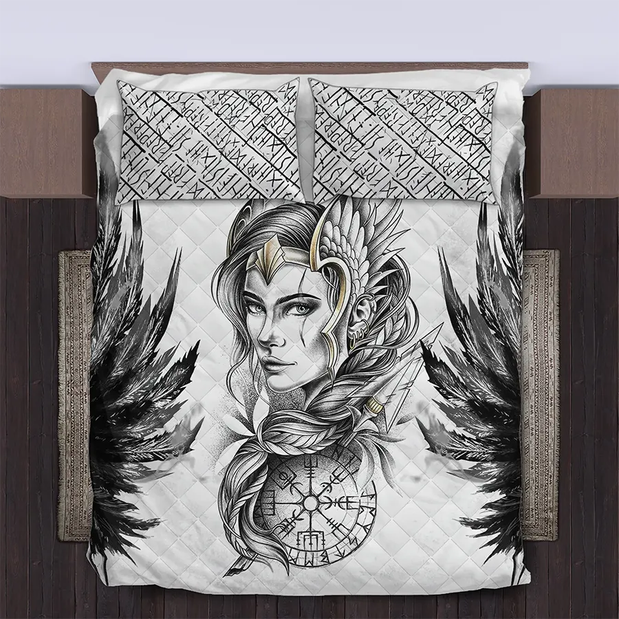 Viking Quilt Bedding Set Valkyrie Wings Legend