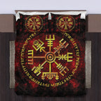 Viking Quilt Bedding Set Vegvisir Rune Design