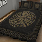 Viking Quilt Bedding Set Vegvisir Symbol