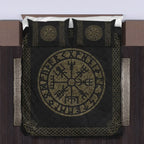 Viking Quilt Bedding Set Vegvisir Symbol