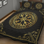 Viking Quilt Bedding Set Vegvisir with Runes