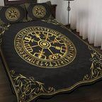 Viking Quilt Bedding Set Vegvisir with Runes
