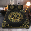 Viking Quilt Bedding Set Vegvisir with Runes