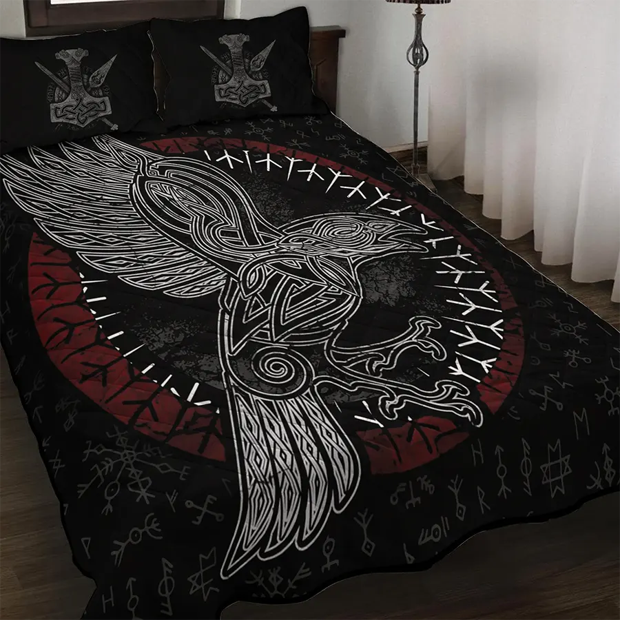Viking Quilt Bedding Set Viking Celtic Raven Art