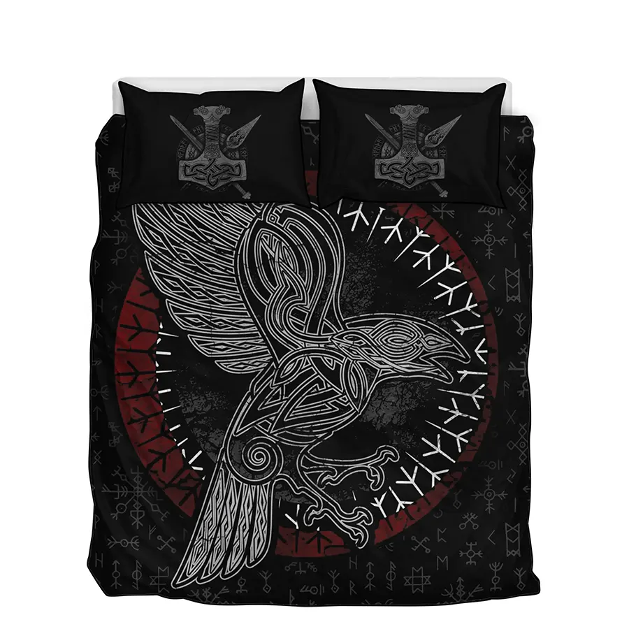 Viking Quilt Bedding Set Viking Celtic Raven Art