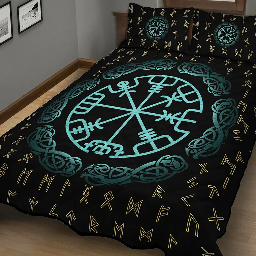 Viking Quilt Bedding Set Viking Compass Rune Guidance