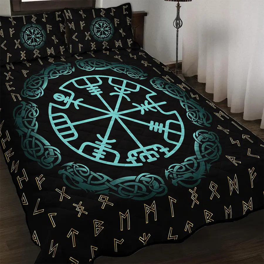 Viking Quilt Bedding Set Viking Compass Rune Guidance