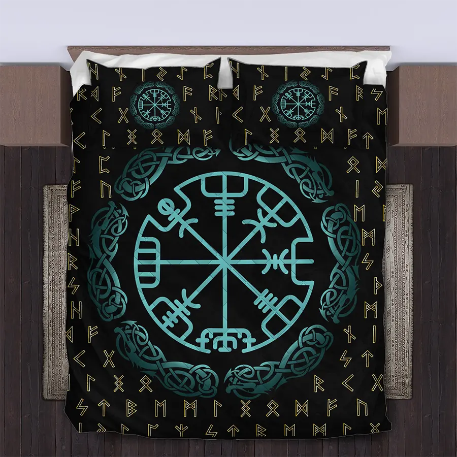 Viking Quilt Bedding Set Viking Compass Rune Guidance