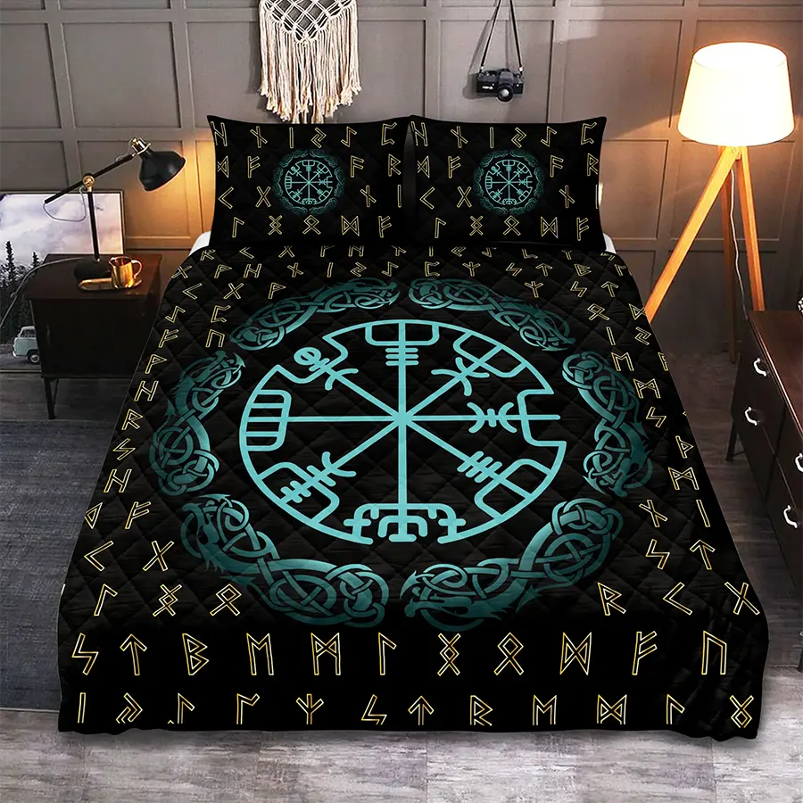 Viking Quilt Bedding Set Viking Compass Rune Guidance