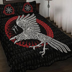 Viking Quilt Bedding Set with Viking Raven Celtic Art and Rune Symbols