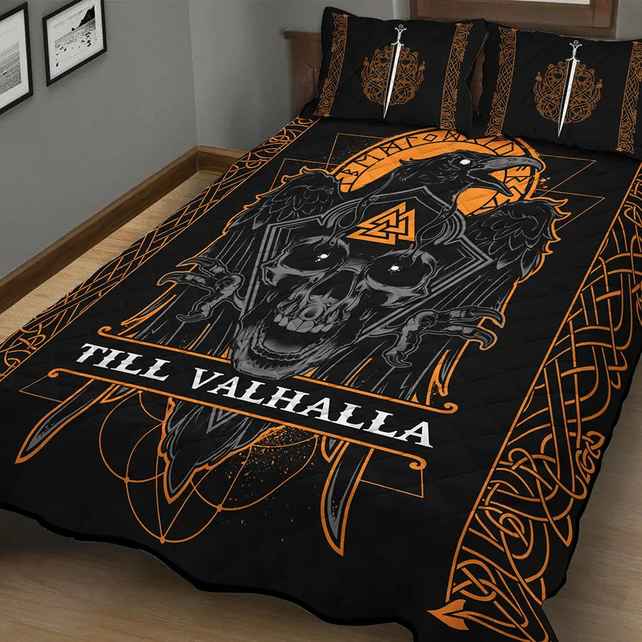 Viking Quilt Bedding Set Viking Raven Till Valhalla