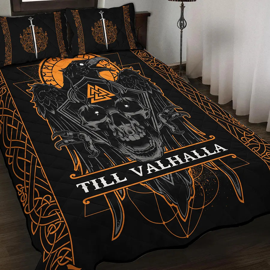 Viking Quilt Bedding Set Viking Raven Till Valhalla