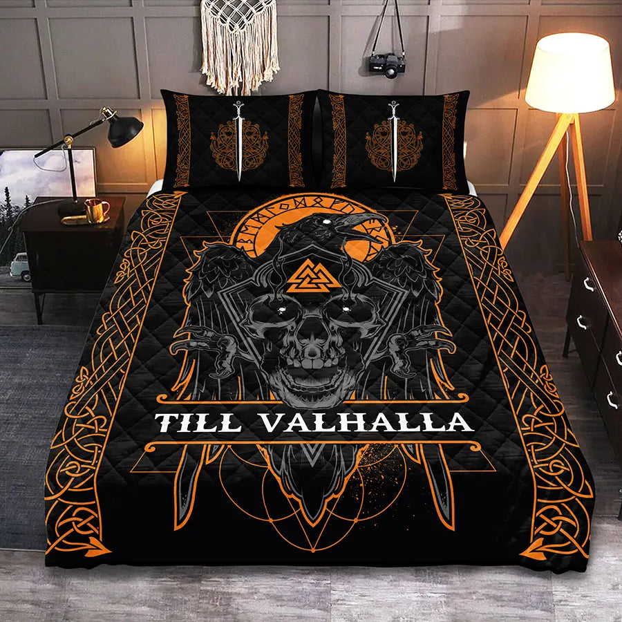Viking Quilt Bedding Set Viking Raven Till Valhalla