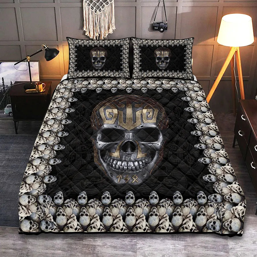 Viking Quilt Bedding Set Viking Skull Art