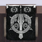 Viking Quilt Bedding Set Viking Spear and Raven Celtic