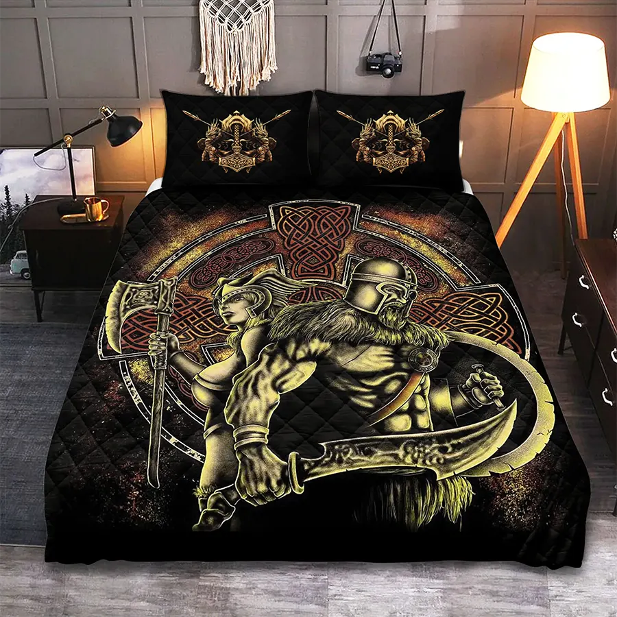 Viking Quilt Bedding Set Viking Warriors Art Legacy