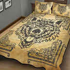 Viking Quilt Bedding Set Viking Wolf Headdress Art