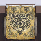 Viking Quilt Bedding Set Viking Wolf Headdress Art