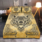 Viking Quilt Bedding Set Viking Wolf Headdress Art