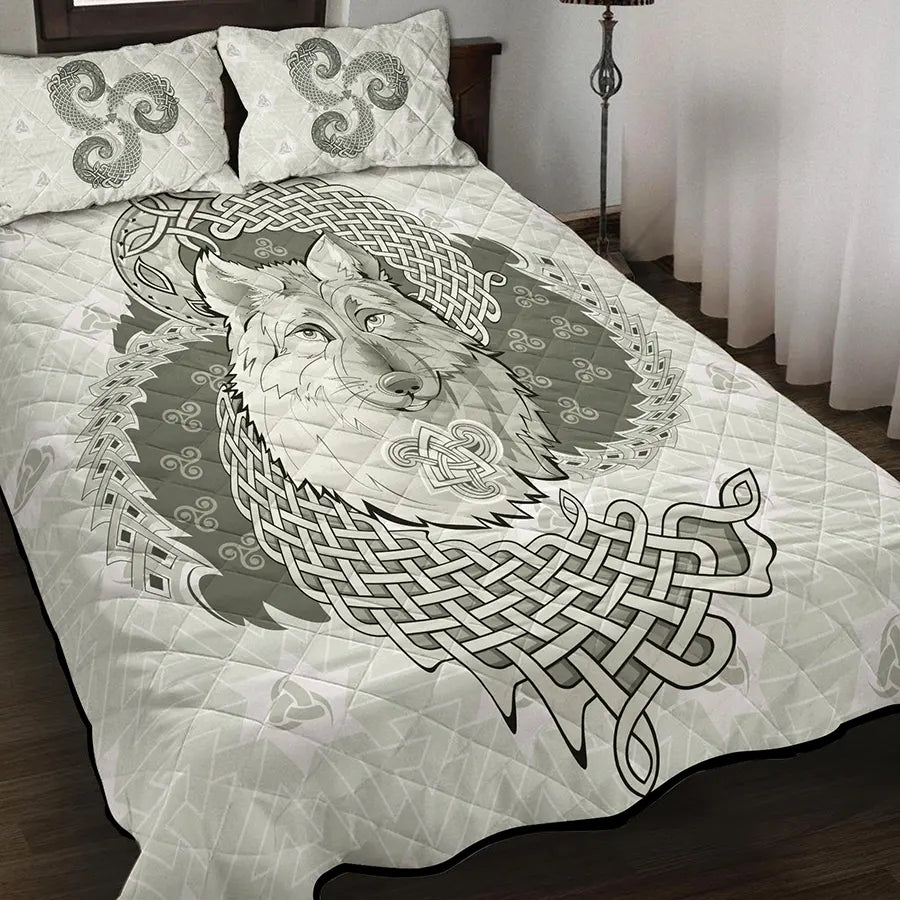 Viking Quilt Bedding Set Viking Wolf Symbol