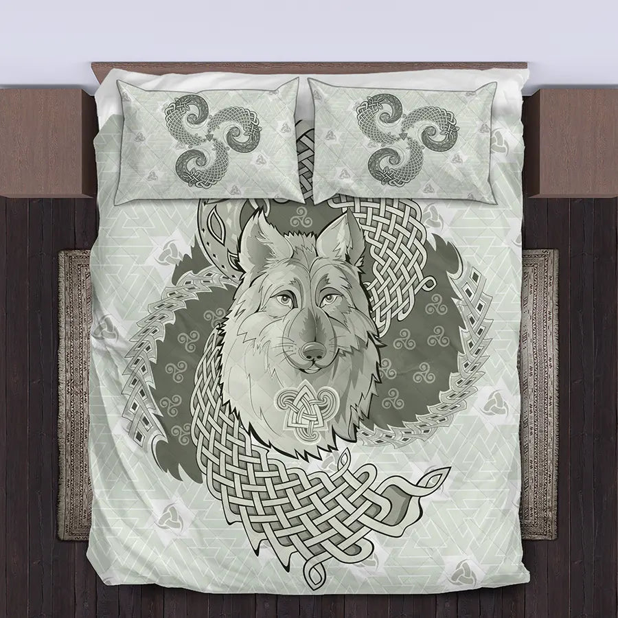 Viking Quilt Bedding Set Viking Wolf Symbol