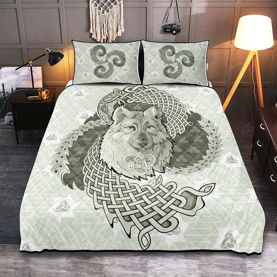 Viking Quilt Bedding Set Viking Wolf Symbol