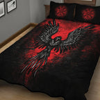 Viking Quilt Bedding Set with Nordic Raven Vegvisir