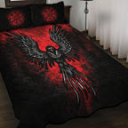 Viking Quilt Bedding Set with Nordic Raven Vegvisir
