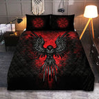 Viking Quilt Bedding Set with Nordic Raven Vegvisir