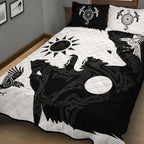 Viking Quilt Bedding Set Yin Yang Norse Wolf Art