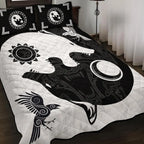 Viking Quilt Bedding Set Yin Yang Norse Wolf Art