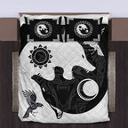 Viking Quilt Bedding Set Yin Yang Norse Wolf Art