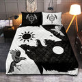 Viking Quilt Bedding Set Yin Yang Norse Wolf Art