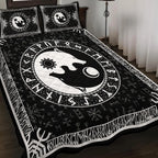 Viking Quilt Bedding Set Yin Yang Norse Wolf Symbol